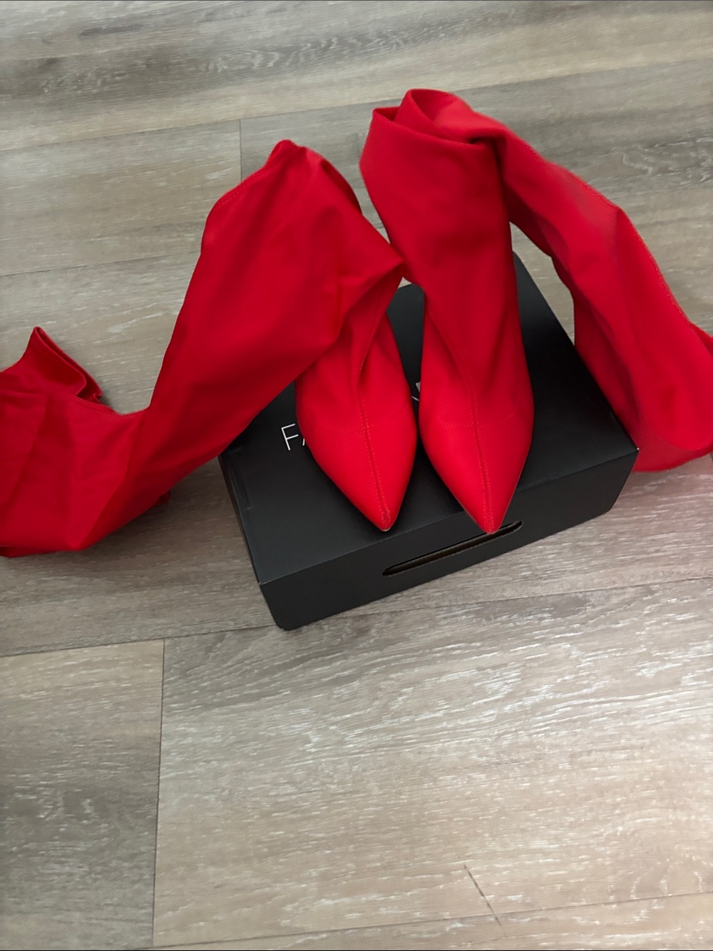 Fashion Nova Red Stretch Pointed Sock Boots